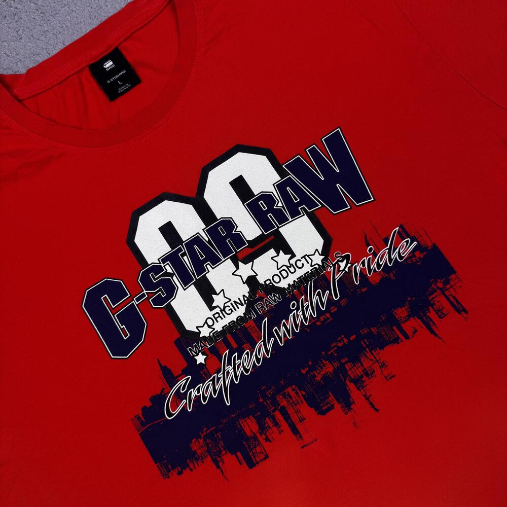 G-Star RAW Shirt Mens Large Red Graphic Short Sleeve T-Shirt D24926-C330-1875